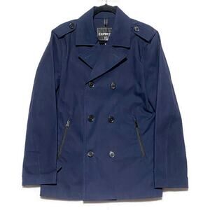 Express Double Breasted Peacoat Women's Petite Small Blue Water Resistant NWT